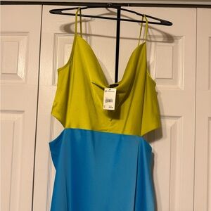 Versona Two-Tone Yellow and Blue Dress